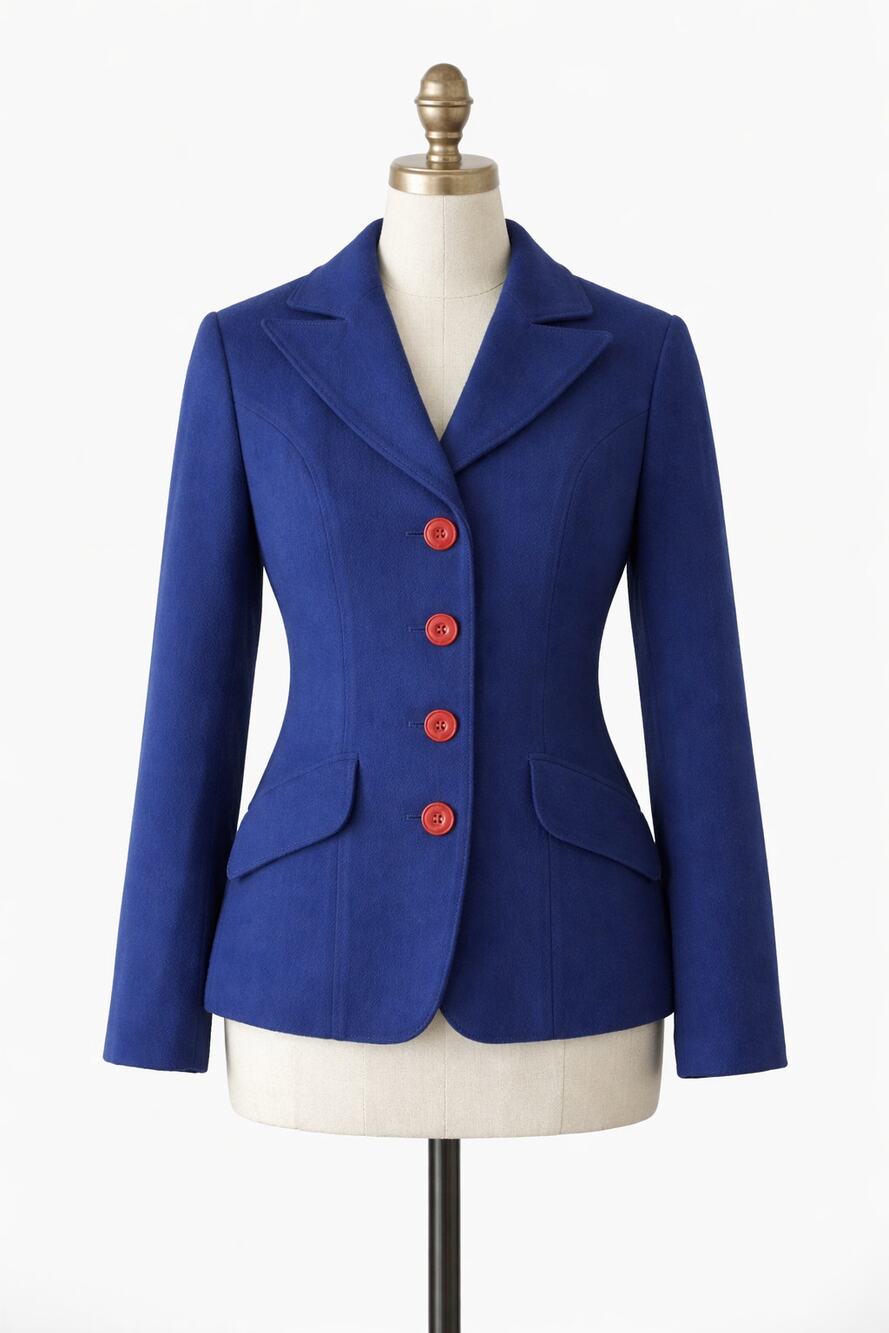 Wool Blue Blazer Red Buttons Vintage James Smart Medium